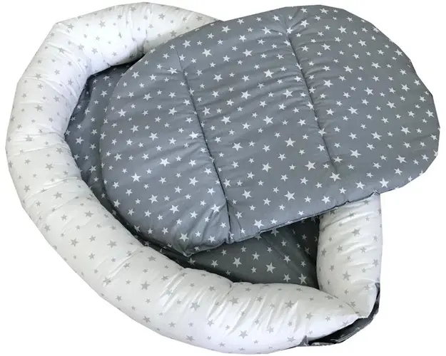 Cuib Baby Nest cu salteluta detasabila Stelute gri