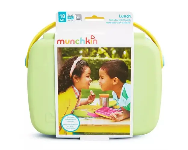 Cutie Bento Lunch Munchkin cu ustensile din inox 18L+ green