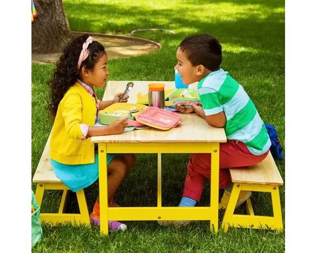 Cutie Bento Lunch Munchkin cu ustensile din inox 18L+ yellow