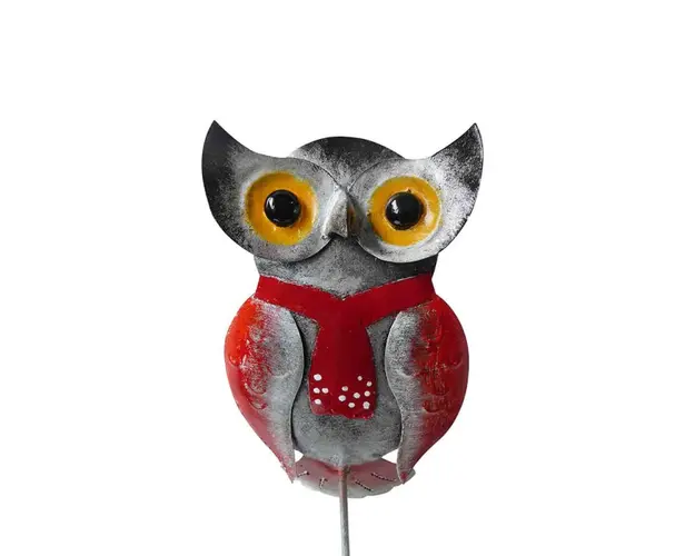 Decoratiune metalica gradina Bufnita cu tija 51 cm