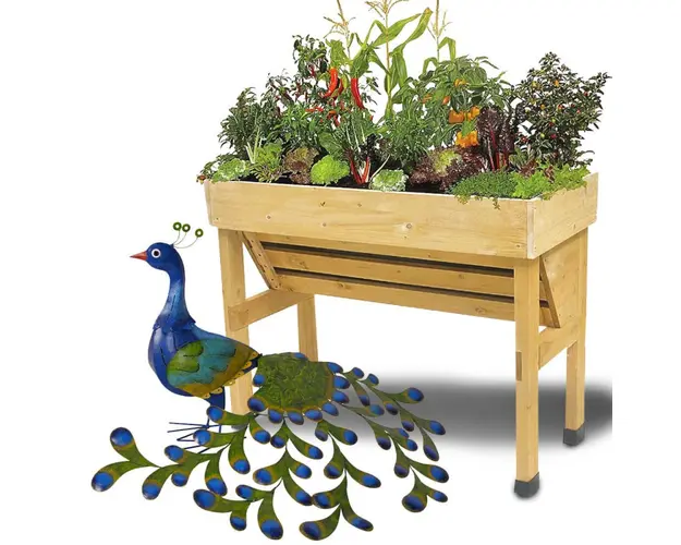 Decoratiune metalica gradina Paun cu coada laterala 93 cm