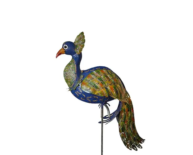 Decoratiune metalica gradina Paun cu tija 134 cm