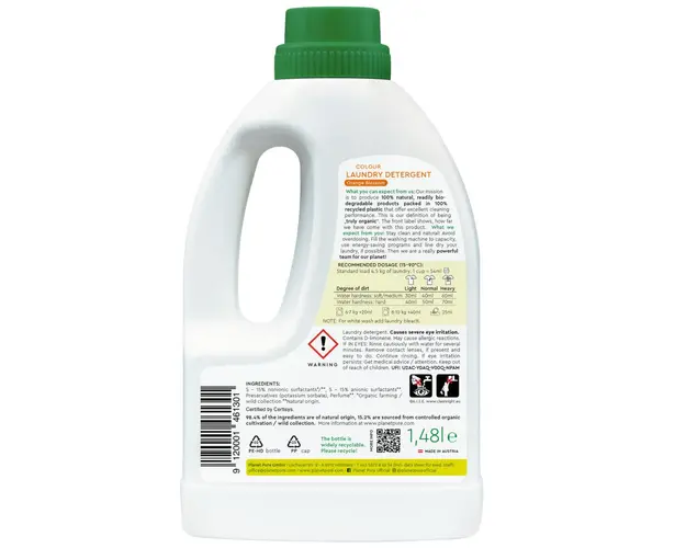 Detergent bio Planet Pure pentru rufe colorate flori de portocal 1.48 litri