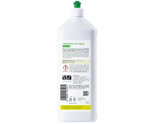 Detergent bio Planet Pure pentru vase lime si verbena 1L