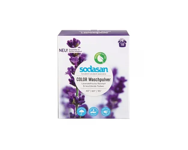 Detergent praf Sodasan bio de rufe colorate cu lavanda 1,010 kg