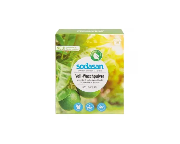 Detergent praf Sodasan bio pentru spalari grele universal cu Lime 1,010 kg