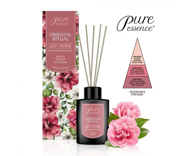 Difuzor cu betisoare parfumate Pure Essence Revers Oriental Ritual trandafir, iasomie 100ml