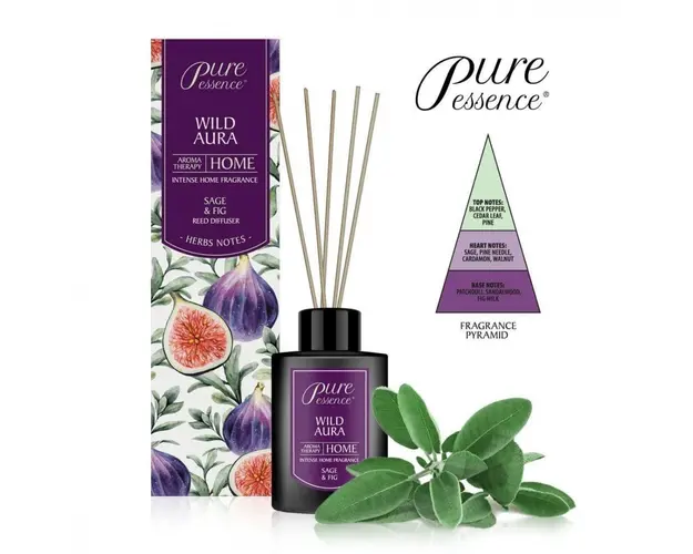 Difuzor cu betisoare parfumate Pure Essence Revers Wild Aura smochin, salvie 100ml