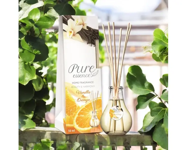 Difuzor cu betisoare parfumate Pure Essence vanilie si flori de portocala 50 ml