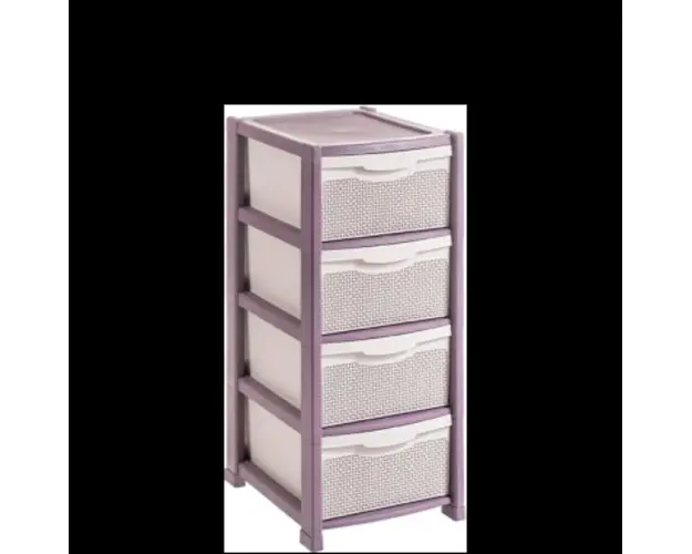 Dulap perlat pentru depozitare din plastic mov 4 sertare