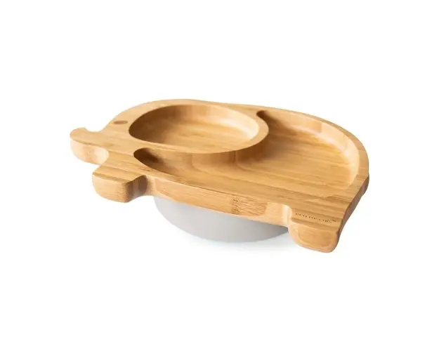 Farfurie din bambus Elefantel gri eco rascals