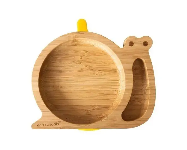 Farfurie din bambus Melc galben eco rascals