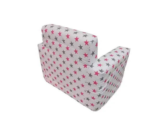Fotoliu din burete pentru copii Stelute White Grey Pink