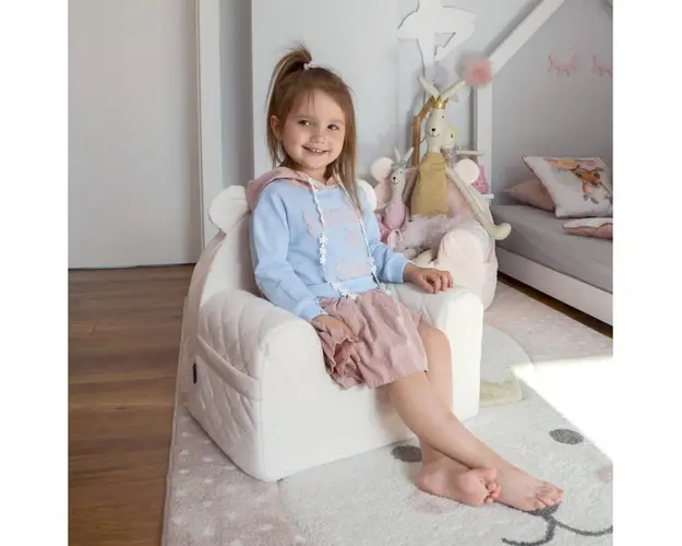 Fotoliu pentru copii BabySteps cu spatar catifea Velvet Ursulet Teddy Ecri