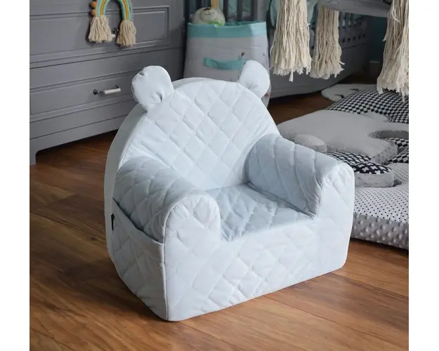 Fotoliu pentru copii Babysteps cu spatar catifea Velvet Ursulet Teddy Gri
