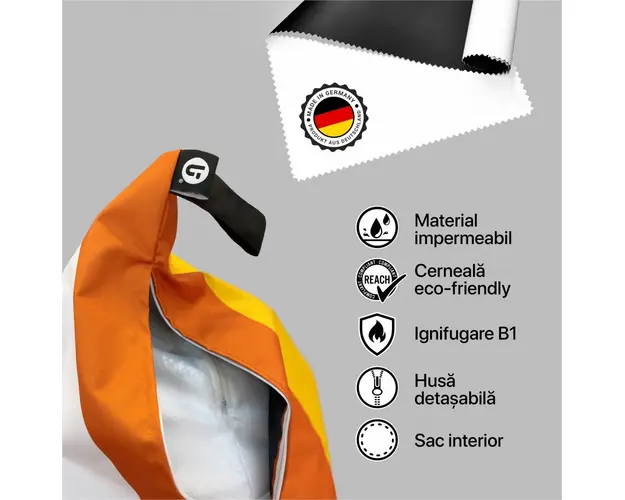 Fotoliu Puf Bean Bag tip Chill L alb cu buline multicolore