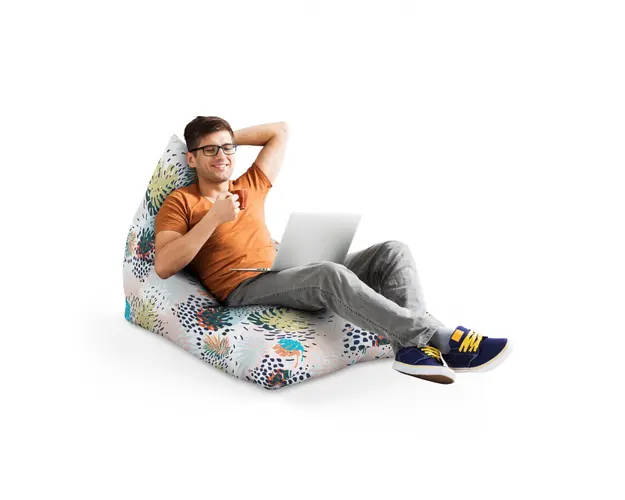 Fotoliu Puf Bean Bag tip Lounge frunze multicolore