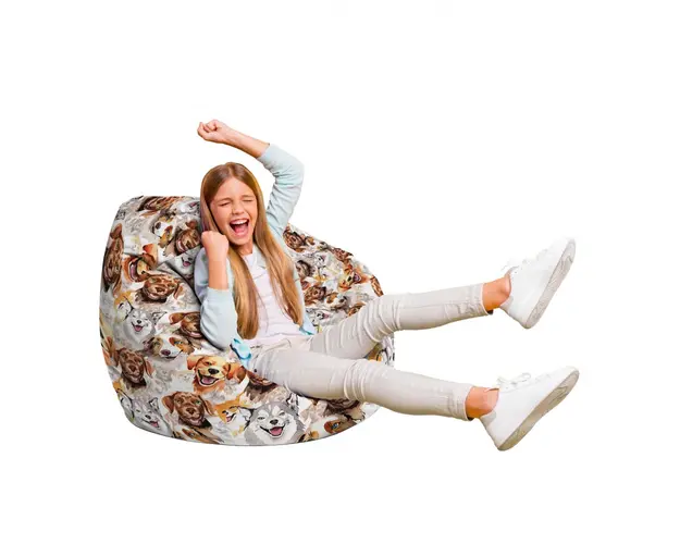 Fotoliu Puf Bean Bag tip Para L caini clasici maro si alb