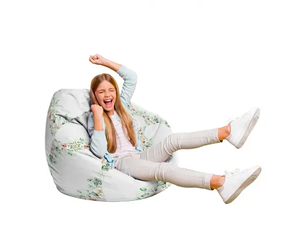 Fotoliu Puf Bean Bag tip Para L floral alb