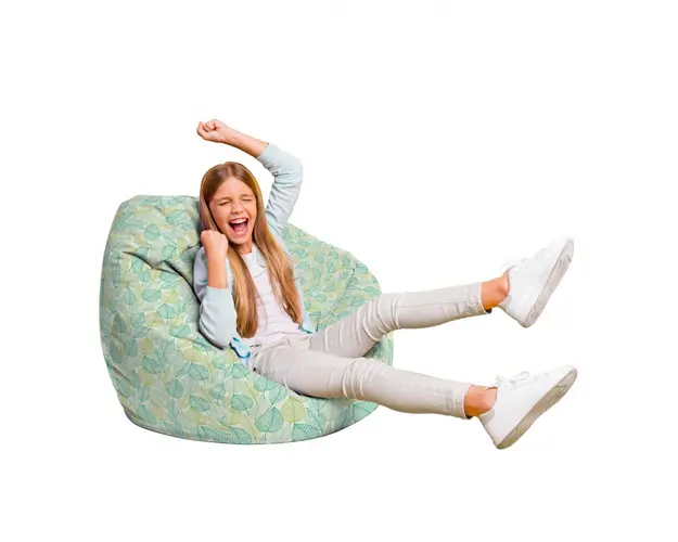 Fotoliu Puf Bean Bag tip Para L frunze verzi si galbene