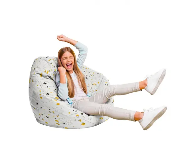 Fotoliu Puf Bean Bag tip Para L memphis alb cu galben