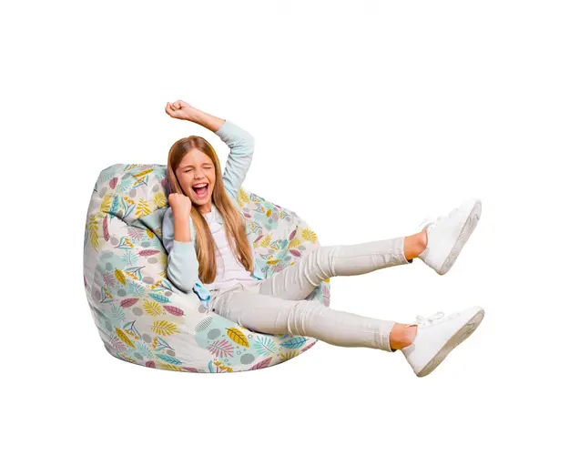 Fotoliu Puf Bean Bag tip Para L multicolor cu frunze