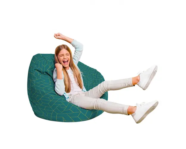 Fotoliu Puf Bean Bag tip Para L turcoaz inchis si linii aurii