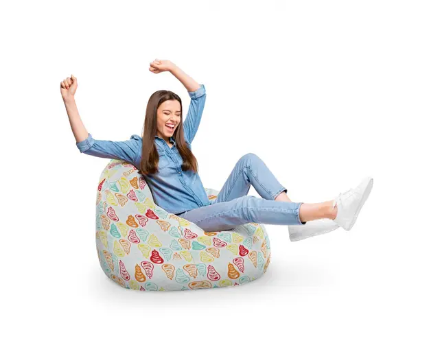 Fotoliu Puf Bean Bag tip Para XL alb cu pere multicolore