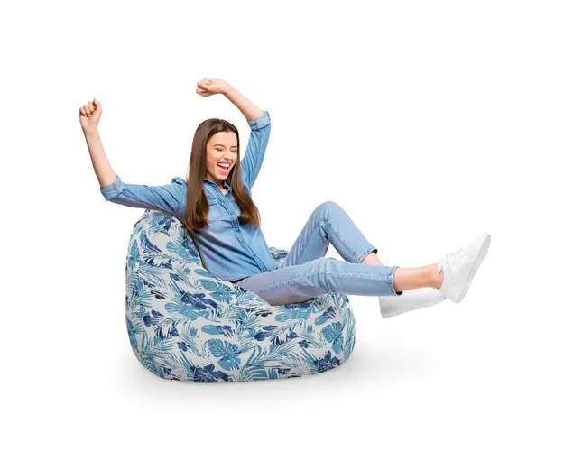 Fotoliu Puf Bean Bag tip Para XL frunze albastre