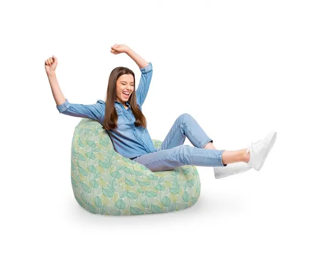 Fotoliu Puf Bean Bag tip Para XL frunze verzi si galbene