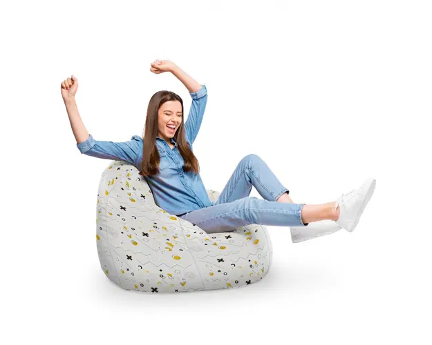 Fotoliu Puf Bean Bag tip Para XL memphis alb cu galben