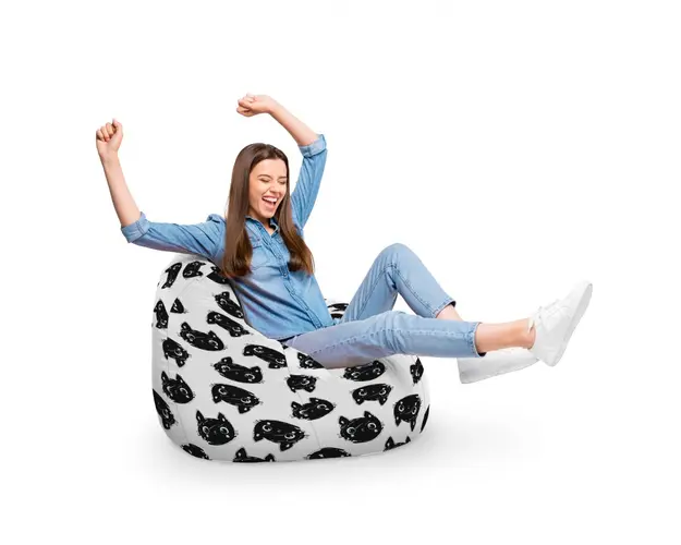 Fotoliu Puf Bean Bag tip Para XL Pisici Alb-Negru
