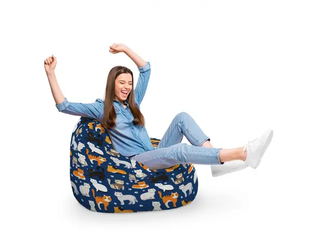 Fotoliu Puf Bean Bag tip Para XL Pisici Fundal Albastru