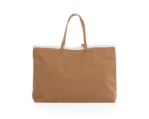 Geanta Childhome Family Bag aspect piele intoarsa bej