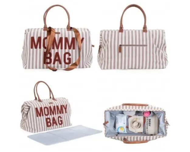 Geanta de infasat Childhome Mommy Bag nude alb