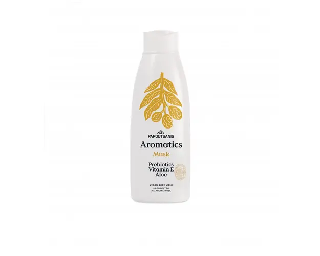 Gel de dus 100 vegan Aromatics Musk cu prebiotice si vit E 650 ml