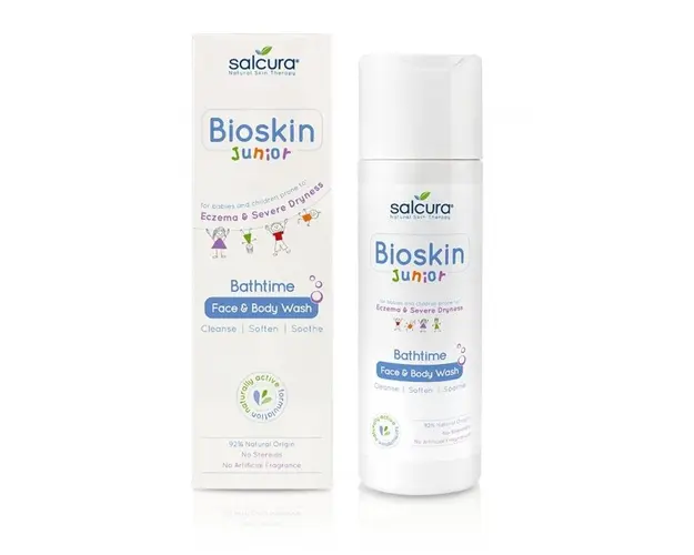 Gel de dus Bioskin Junior fata si corp pt bebelusi si copii piele uscata cu eczeme Salcura 200 ml