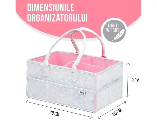 Gentuta mamicii organizator scutece si accesorii copiibebelusi 38x26x18 cm pink