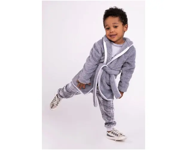 Halat de baie cu fermoar pentru copii Nicol gri marimea 98-104