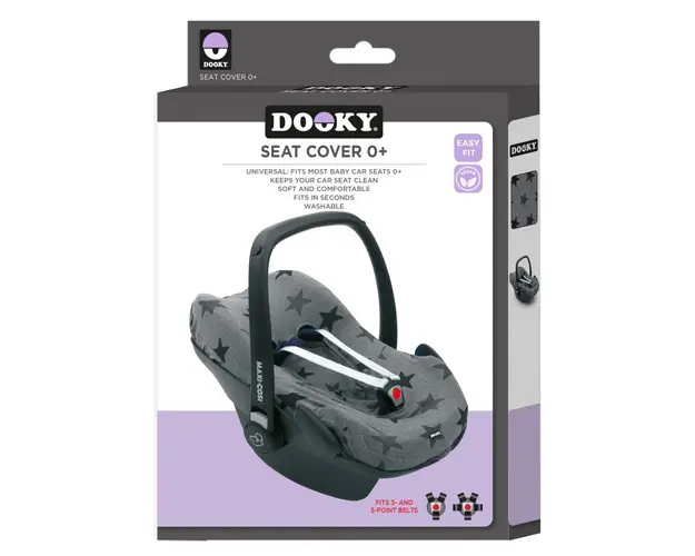 Husa de bumbac pentru scaune auto grupa 0+ Dooky Grey Stars