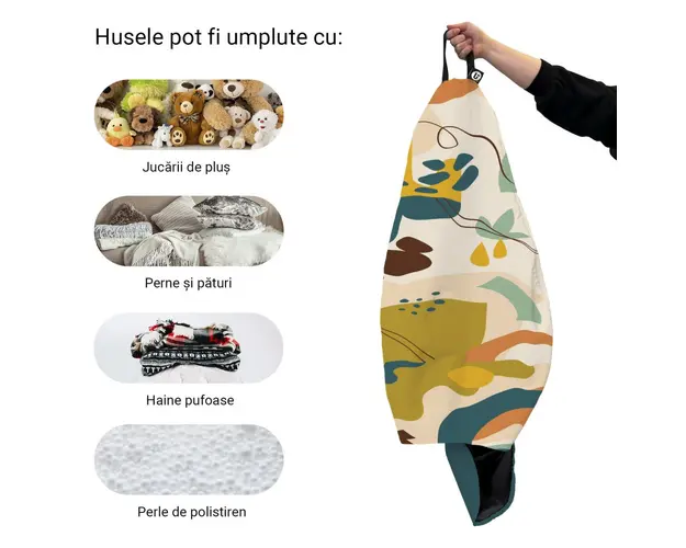 Husa fotoliu Puf Bean Bag tip Para L fara umplutura abstract jungle
