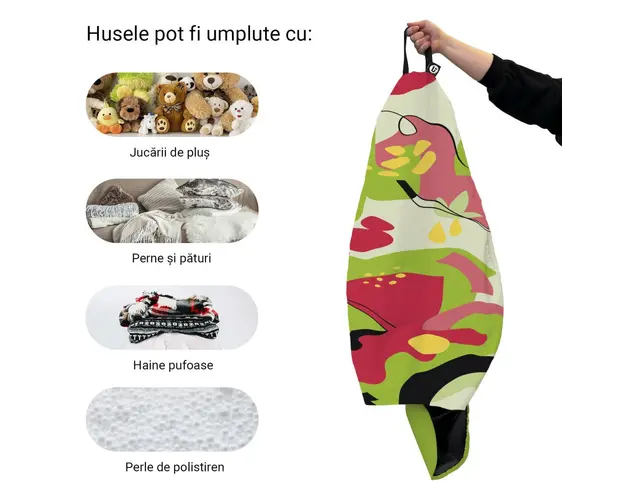 Husa fotoliu Puf Bean Bag tip Para L fara umplutura abstract jungle pepene
