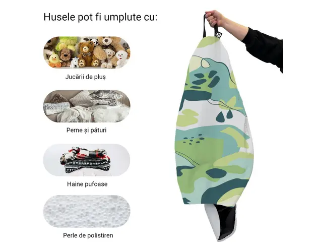 Husa fotoliu Puf Bean Bag tip Para L fara umplutura abstract jungle periglacial