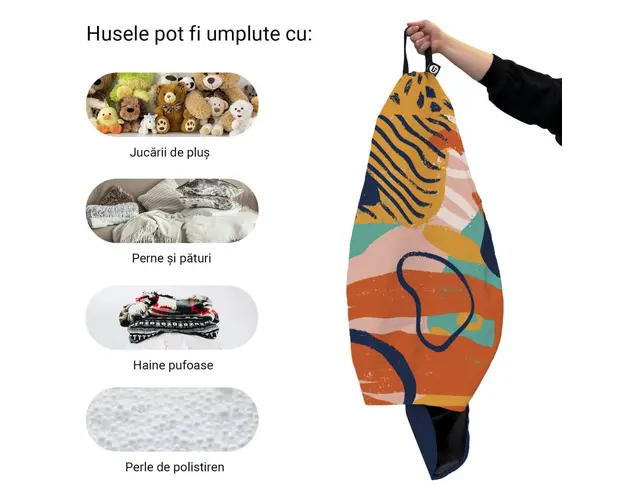Husa fotoliu Puf Bean Bag tip Para L fara umplutura abstract paint