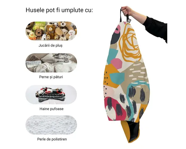Husa fotoliu Puf Bean Bag tip Para L fara umplutura abstract passionfruit