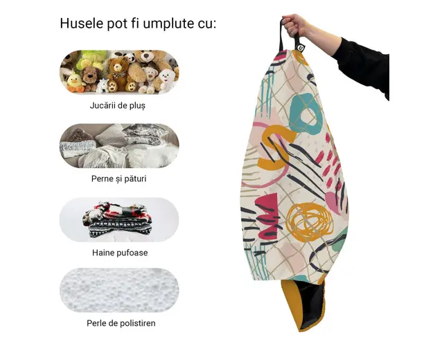 Husa fotoliu Puf Bean Bag tip Para L fara umplutura abstract peony