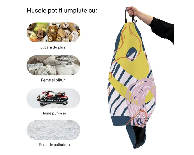Husa fotoliu Puf Bean Bag tip Para L fara umplutura abstract spiral