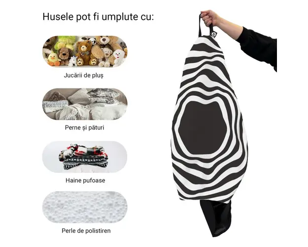 Husa fotoliu Puf Bean Bag tip Para L fara umplutura abstract zebra