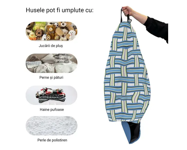 Husa fotoliu Puf Bean Bag tip Para L fara umplutura blueberry and kiwi