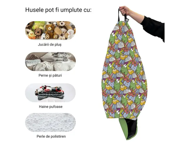 Husa fotoliu Puf Bean Bag tip Para L fara umplutura broscute